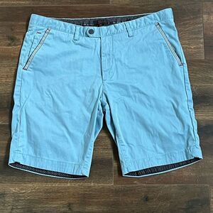 Ted Baker Golf Size 38 London Chino Shorts Light Blue Summer Casual Khaki EUC